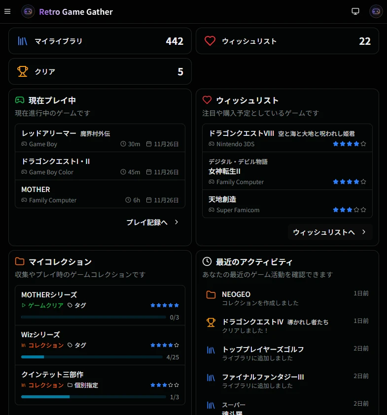 ダッシュボード画面